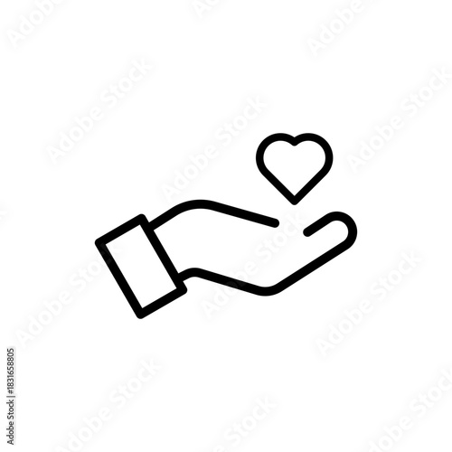 Hand offering a heart icon illustration. symbolizing love, care, donation, charity, help, support, and generosity vector design