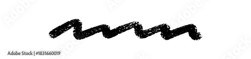 Textured crayon underline with wavy form and gritty surface, adding artistic energy to handwriting. Black organic wave stroke ideal for decoration or text emphasis.