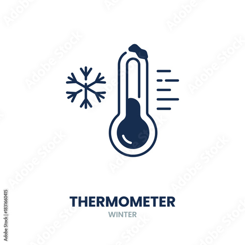 Thermometer icon. winter, cold, temperature, freezing, weather, snow, climate, chill, measurement, gauge. Vector Icon Illustration