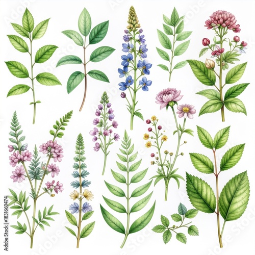 Vintage Botanical Garden Watercolor Floral Pattern