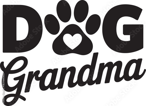 Dog grandma design featuring a paw print with a heart perfect for pet lovers and family-themed graphics