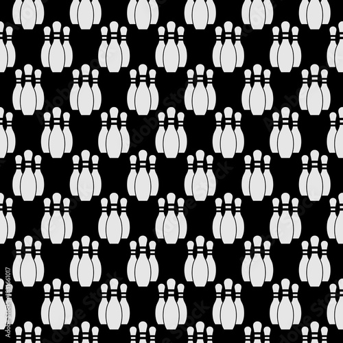 Bowling pin isolated seamless pattern on black background