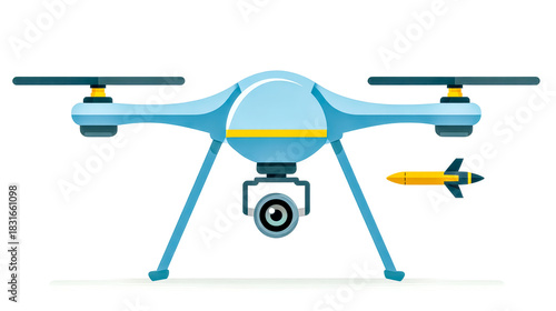 blue drone with yellow missile clip art preview