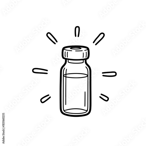 Illustration of a Vaccine Vial with Radiating Lines.
