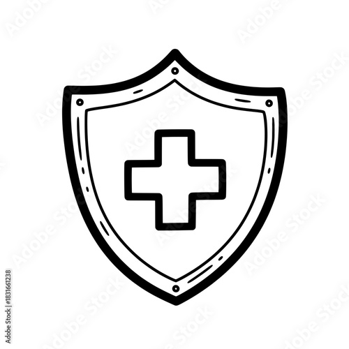 Medical Shield with Cross Symbolizing Health and Protection.