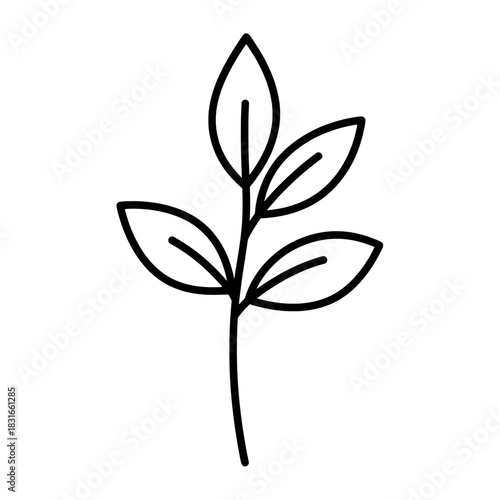 Minimalist Branch with Leaves Illustration.