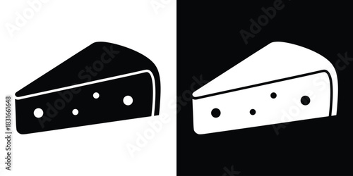 Cheese Slice silhouette vector, Cheese wedge icon, Cheese slice icon