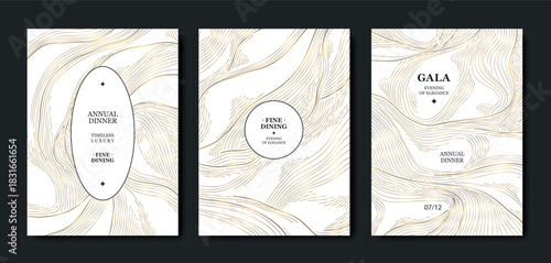 Luxury gold abstract background, gala award invitation, elegant lines, premium geometric patterns. Vector design VIP cards, wedding invitations, award certificates, product covers