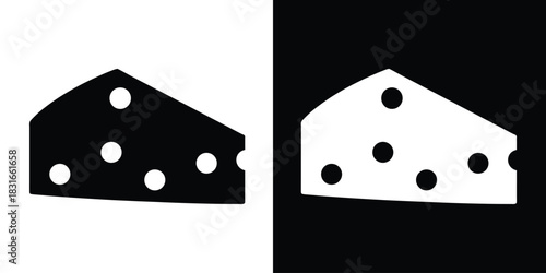 Cheese Slice silhouette vector, Cheese wedge icon, Cheese slice icon