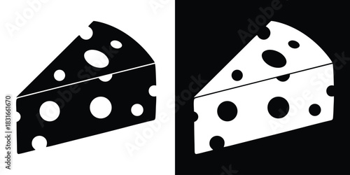 Cheese Slice silhouette vector, Cheese wedge icon, Cheese slice icon