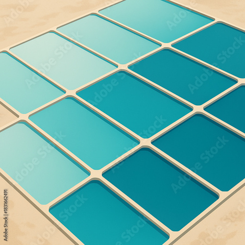 Vector Illustration of Lithium Evaporation Ponds showing multi-stage pools with color transitions