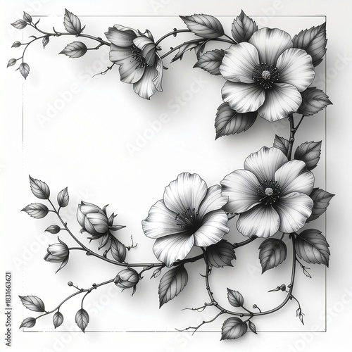 Semi-Realistic White Lily Botanical Artwork