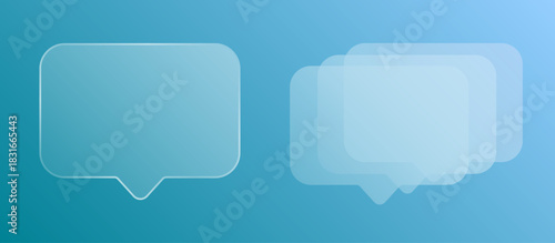 Chat speech transparent 3d bubbles, dialog messages group balloons