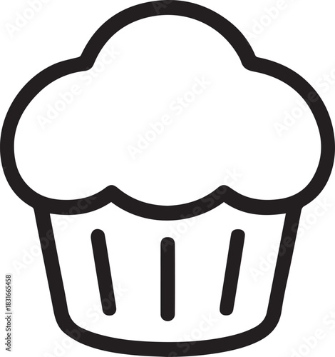 A simple and elegant line art illustration of a delectable cupcake.