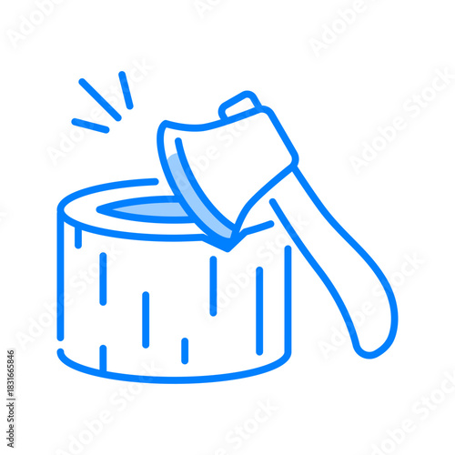 Woodcutter icon. axe, lumberjack, wood, forest, chopping, log, worker, outdoors, timber, tool. Vector Icon Illustration