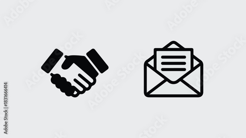 Communication icons: handshake and message