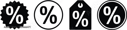 Percentage symbol icon set