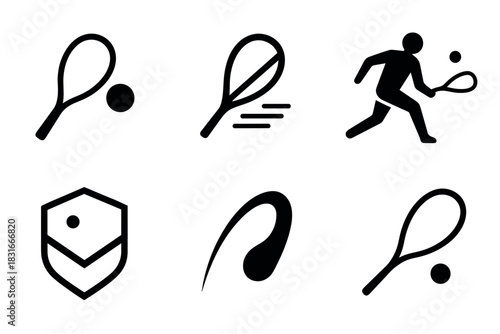 Minimalist squash icons for sports design and branding projects