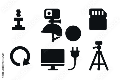 Bold photography icons set for digital media design and creative projects