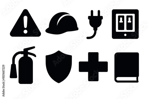 Comprehensive safety icons collection for emergency and protective design use