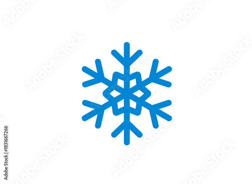 A simple, blue snowflake icon against a clean white background, representing winter, cold weather, and the beauty of nature's delicate patterns.