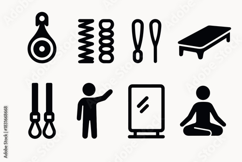 Minimalist exercise icons for fitness and yoga design projects