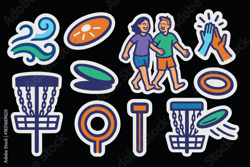 Vibrant disc golf stickers collection for sports enthusiasts and creative design use