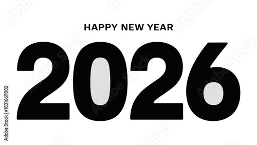 New Year 2026: A minimalist depiction of Happy New Year 2026, celebrating the fresh start of a new calendar year. This design is perfect for adding a touch of festive cheer to any project.