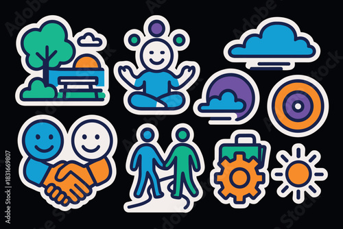 Harmony and unity concept icons for wellbeing and community design