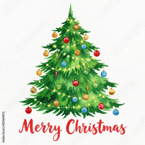 Watercolor Merry Christmas Lettering Collection – Festive Holiday Illustrations