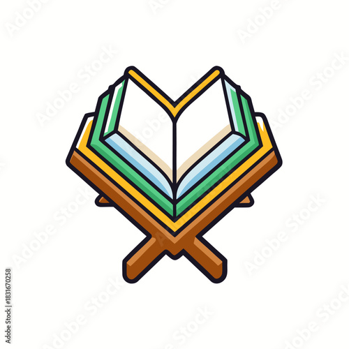 Al-Quran illustration vector isolated on white background. Open Al-quran.