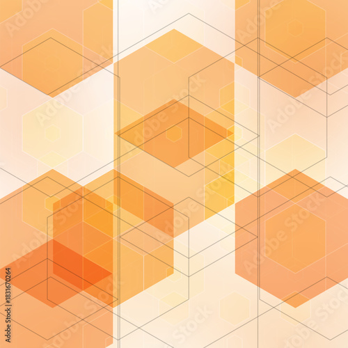 orange hexagons. Layout for illustration. Vector image.