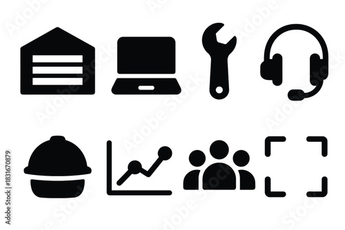Minimalist vector icons for technology and business applications