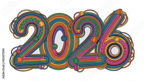 2026: A vibrant and colorful design showcases the year 2026, radiating optimism and the spirit of innovation and progress.