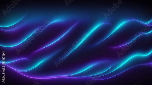 Abstract blue and purple neon waves digital landscape 4K 03