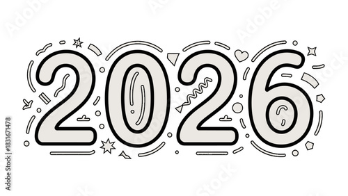 2026: A visual representation of the year 2026, set against a backdrop of celebratory decorations, evokes anticipation, future planning, and the promise of new beginnings.
