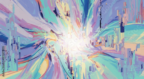 Abstract Burst of Color and Light Exploding from a Central Point, Creating a Vibrant and Dynamic Visual Experience