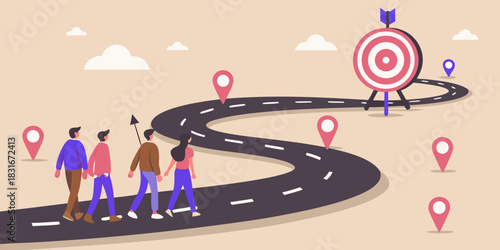 Teamwork and collaboration a group journey to achieve a common goal