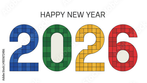 New Year 2026 Celebration: A vibrant and colorful design celebrates the dawn of the year 2026, with bold numbers and a festive message to mark the occasion.
