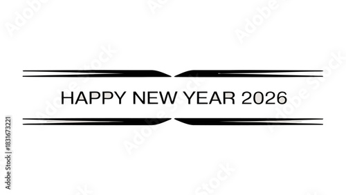 New Year 2026: A minimalist greeting perfect for digital or print. The stylish text evokes celebration and fresh starts.