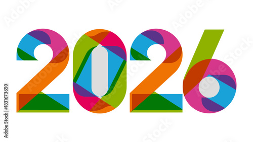 Vibrant Vision: Colorful digits intertwine to form the year 2026, creating a symbol of future prospects and boundless possibilities.