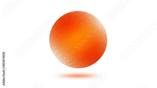 A vibrant orange sphere with subtle gradients and a soft, diffused shadow, floating on white.