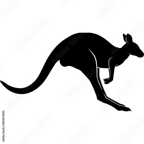 Jumping kangaroo black silhouette vector graphic on a clean white background Vector