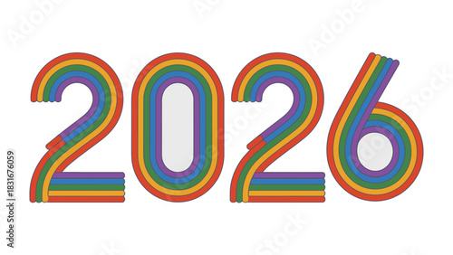 Pride Symbol: A vibrant representation of unity, hope, and the LGBTQ+ community, the number 2026 is ingeniously styled with a rainbow gradient.
