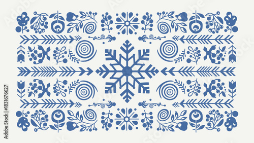Delicate winter floral pattern with snowflake accent, perfect for holiday crafts and stylish seasonal designs