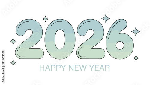 A Glimpse into 2026: An elegantly designed graphic spells out the year 2026 with an ethereal aesthetic, the words HAPPY NEW YEAR softly displayed beneath, promising new beginnings.