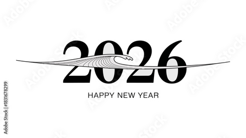 New Year's Vision: The year 2026 takes center stage, an optimistic outlook on the upcoming year, accompanied by a symbol of forward motion, wishing you a happy new year.