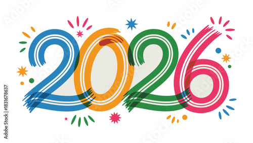 Countdown to 2026: An eye-catching graphic spells out the year 2026 in vibrant hues. The design suggests a sense of anticipation and optimism for the future, ideal for representing events, goals.