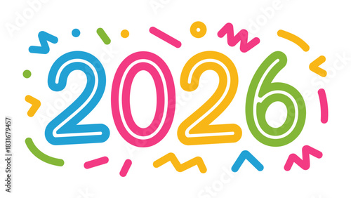 2026 Celebration: A vibrant and festive graphic featuring the year 2026, surrounded by colorful confetti, embodies the spirit of a new beginning, evoking excitement, anticipation.