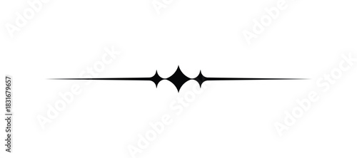 Elegant Decorative Horizontal Line Divider with Central Sparkle Diamond Elements and Gradient Fade Effect